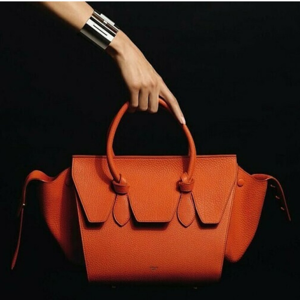 Celine Burned Orange Pebbled calfskin leather tie tote bag ( Rare 🧡)